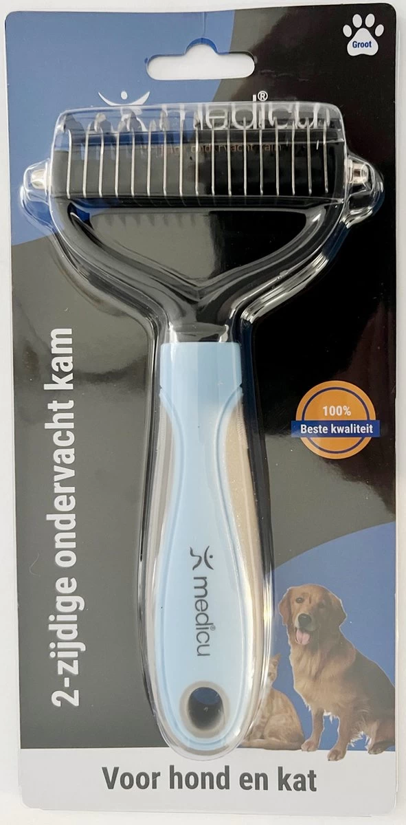 Hondenkam 2-Zijdige Voor Ondervacht - Kattenkam - Voorkomt Haaruitval - Verwijdert Klitten - MEDICU ® Premium Quality - Afbeelding 3