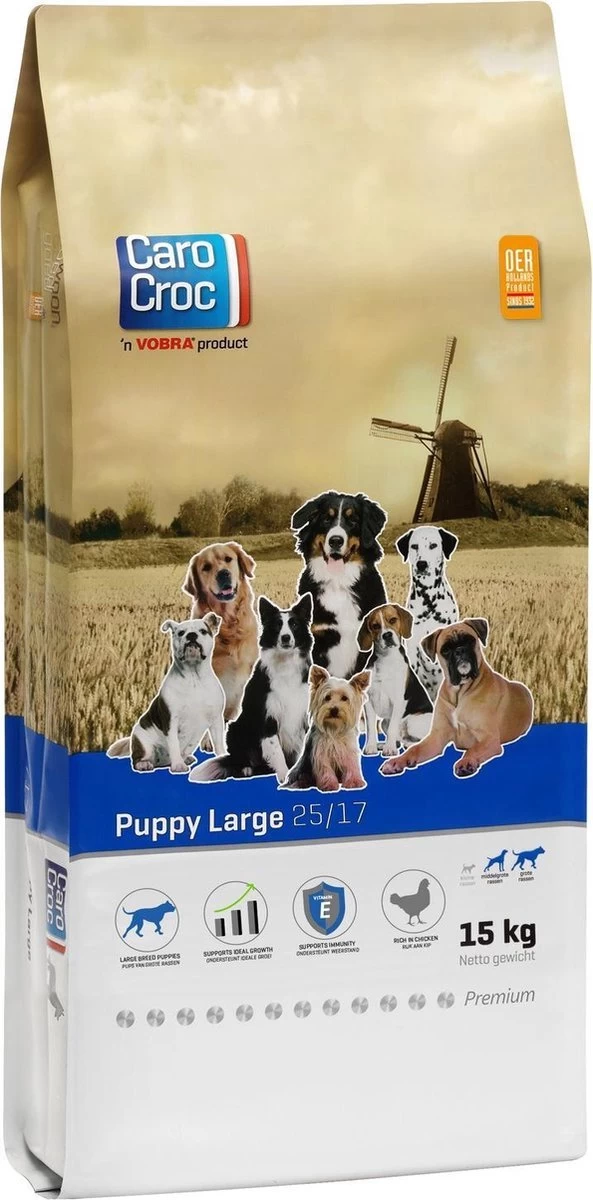 Carocroc Premium Puppy Large 25/17 15 Kg + Gratis Rocco Sticks - Afbeelding 2