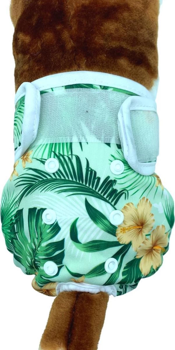 Loopsheidbroekje Hond - Bloemenprint - Maat M - Voor Middelgrote Honden - Herbruikbaar - Hondenbroekje - Hondenluier - Loopsheid - Ongesteldheid - Voorkomt Ongewenste Zwangerschappen Bij Teefjes - Milieuvriendelijk - Verantwoord - Perfecte Pasvorm - Afbeelding 2