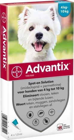 Bayer Advantix Vlooien & Teken Pipetten - Hond 4 Tot 10 Kg - 4 Stuks