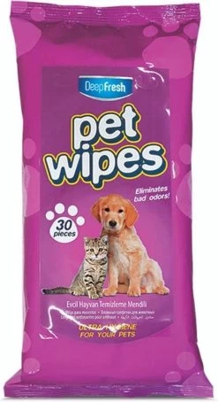 DEEPFRESH Pet Wipes - 30 Stuks - Verzorgingsdoekjes Voor De Vacht - Verreikt Met Aloë Vera Extract Vochtige Dierendoekjes - Vochtige Doekjes Hond - Kat