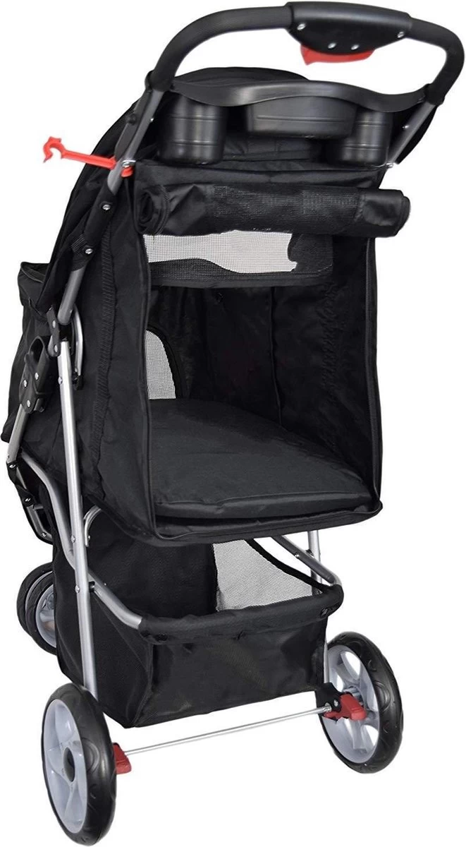 Hondenbuggy Zwart 3-wieler - Huisdieren Wandelwagen Inklapbaar - Dogs&Co - Afbeelding 2