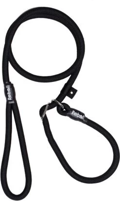 Rebel Petz - Honden Trainingslijn Met Halsband - Taupe, Zwart, Groen & Oranje - Maat Small Of Large - Kleur: Zwart, Maat: Large