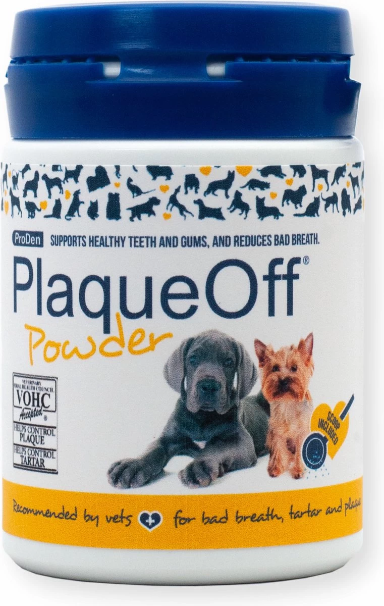ProDen PlaqueOff Powder – 100% Natuurlijke Gebitsreiniging Voor Honden - Met Doseerschepje - 60 Gram