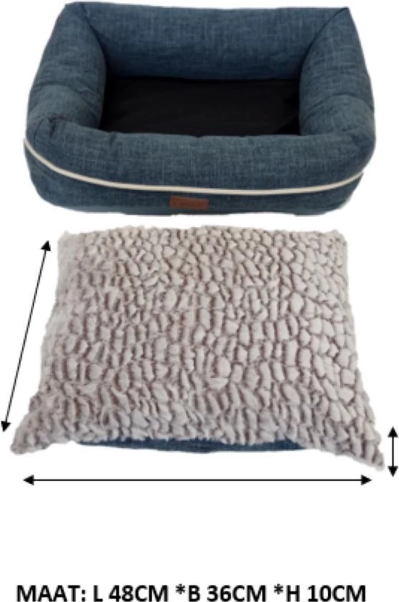 I-CiGO Homy Luxe - Hondenmand - In-kussen Dubbelzijdig Gebruik 70x60xH14cm/Blauw - Afbeelding 6