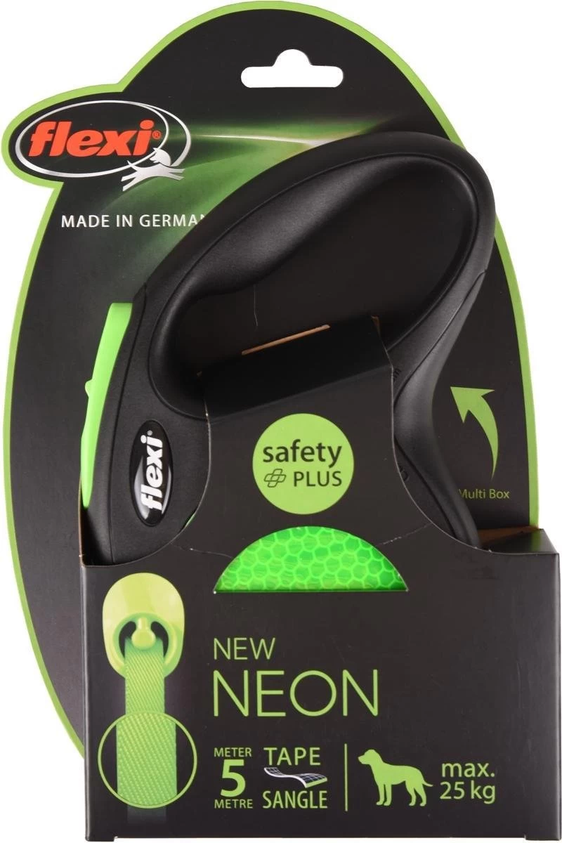 Flexi New Neon Tape - Hondenriem - Zwart/Groen - M - 5 M - (<25 Kg) - Afbeelding 8
