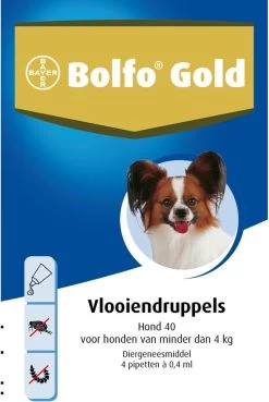 Bayer Bolfo Gold 40 Anti Vlooienmiddel - Hond - 0 Tot 4 Kg - 2 Pipetten