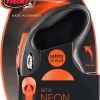 Flexi New Neon Tape - Hondenriem - Zwart/Oranje - M - 5 M - (<25 Kg)