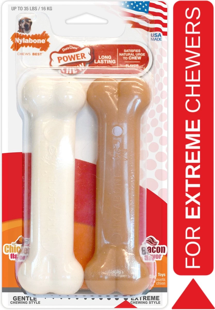 Nylabone Dura Chew Twin Pack Bacon & Chicken Bone Wolf - Afbeelding 3