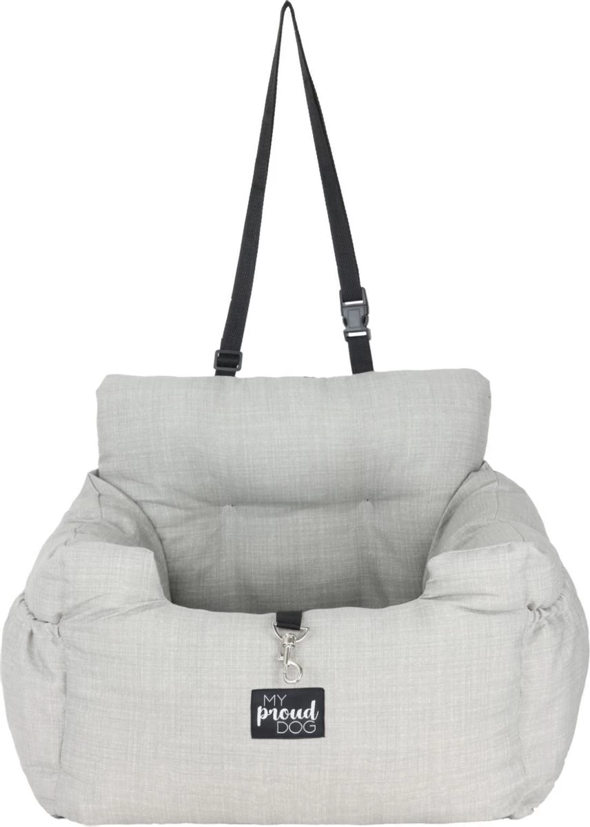 Studio Proud - Honden Autostoel - Autozitje - Automand - Zeer Luxe Hondenmand Voor In De Auto - Comfortabele & Veilig Honden Autozitje - Grijs Kleurig - Makkelijk Schoon Te Maken - Veilige Auto Bench Voor Puppy En/of Hond - Afbeelding 4