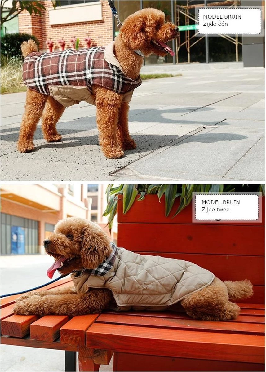 Stijlvol Omkeerbaar Winter Hondenjasje In Engelse Stijl - BEIGE - EXTRA LARGE (XL) - Afbeelding 8