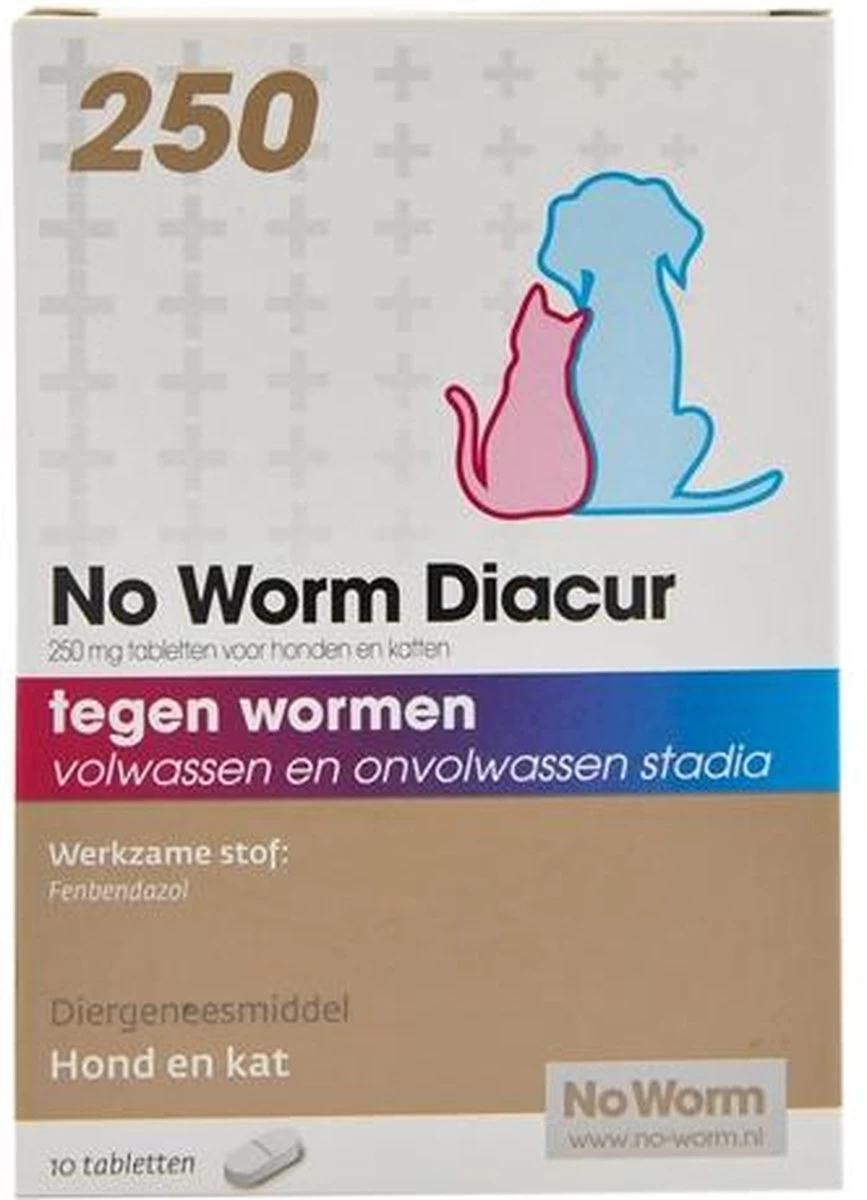 No Worm Diacur 500 Ontworming Hond En Kat 10 Tabletten - Afbeelding 6