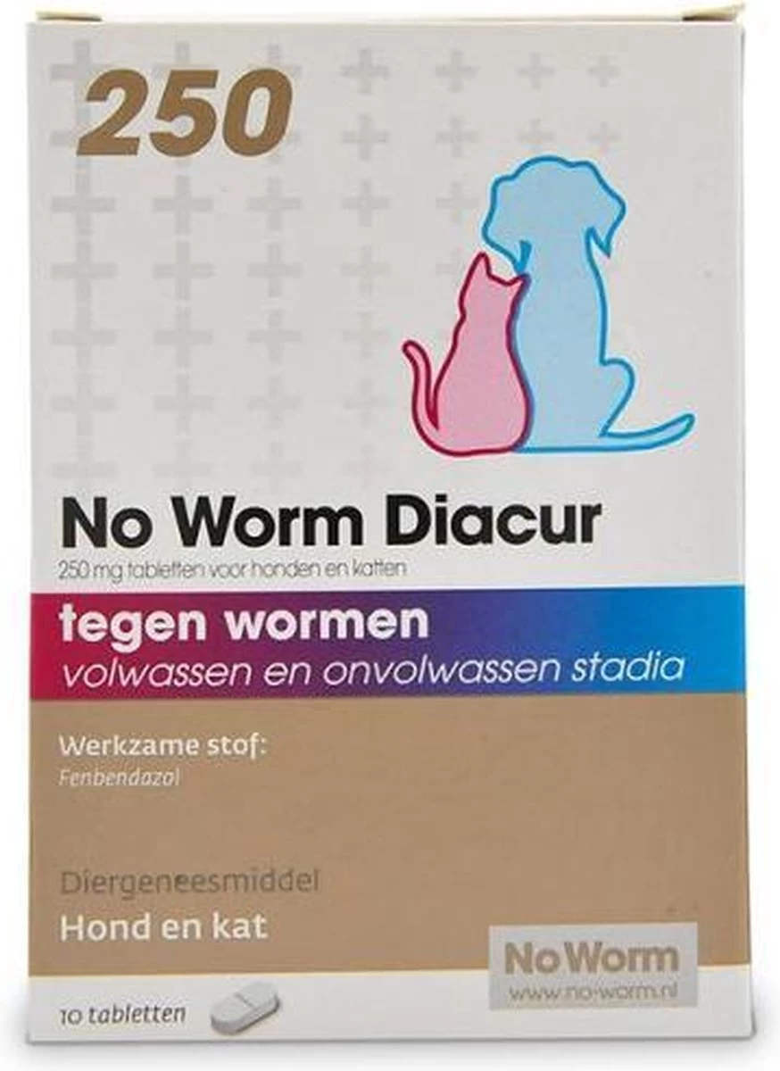 No Worm Diacur 500 Ontworming Hond En Kat 10 Tabletten - Afbeelding 5