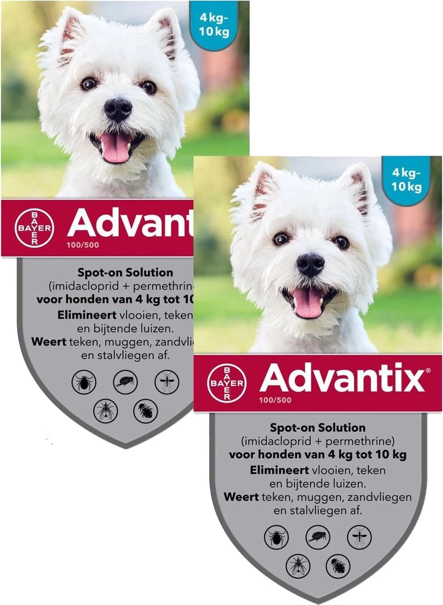 Bayer Advantix Vlooien & Teken Pipetten - Hond 4 Tot 10kg - 2 X 6 Stuks - Afbeelding 4