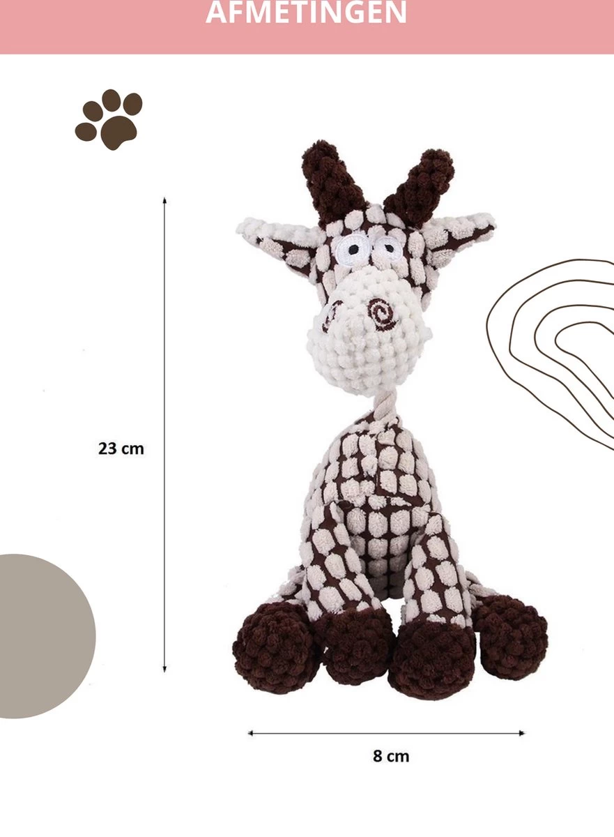 Honden Knuffel - Set Van 2 - Hondenspeelgoed Met Piep - Honden En Katten - Ezel En Giraf - Sellaio - Afbeelding 10