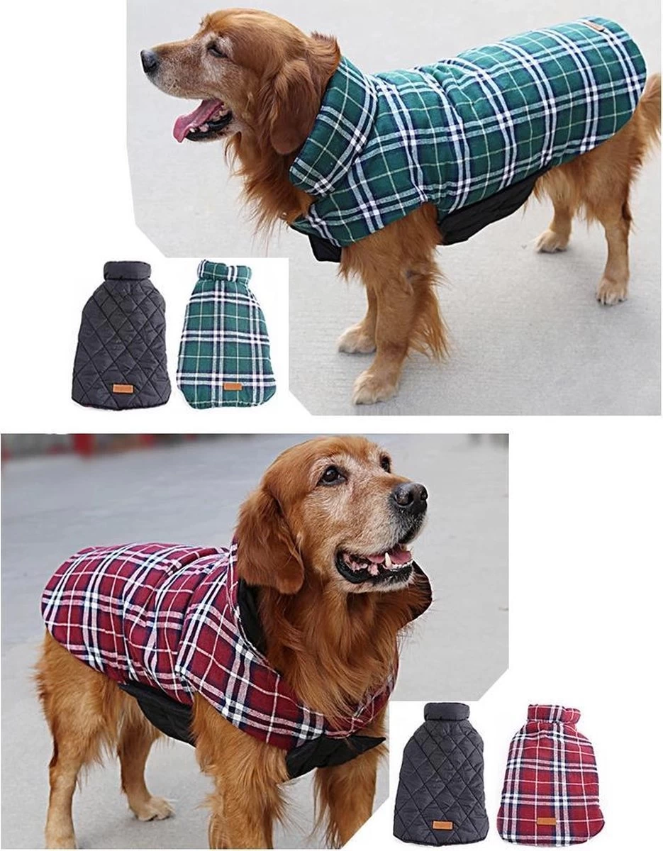 Stijlvol Omkeerbaar Winter Hondenjasje In Engelse Stijl - BEIGE - EXTRA LARGE (XL) - Afbeelding 9