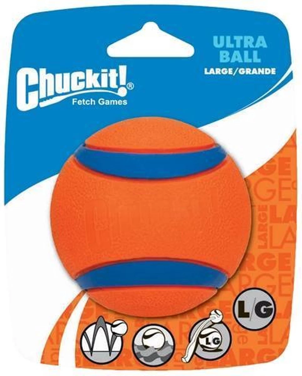 Chuckit! Ultra Ball XL – Honden Speelgoed – Ø 9 Cm – Oranje/Blauw – Apporteerspeelgoed – 1-Pack - Afbeelding 5
