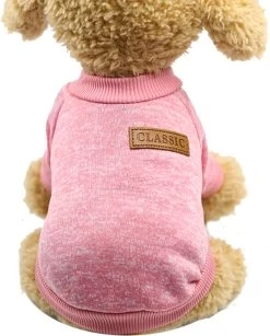 Classic Hondentrui | Trui Voor Kleine Hondjes Of Katten| Wolle Trui | Dog Or Cat Jacket | Hondenjas| Warme Trui Voor Dieren| Animal Clothes | Roze | Maat S| Extra Zachte Stof