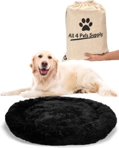 All 4 Pets Supply® Hondenmand Donut - Maat XL - Geschikt Voor Honden Tot 100 Cm - Hondenkussen - Zwart