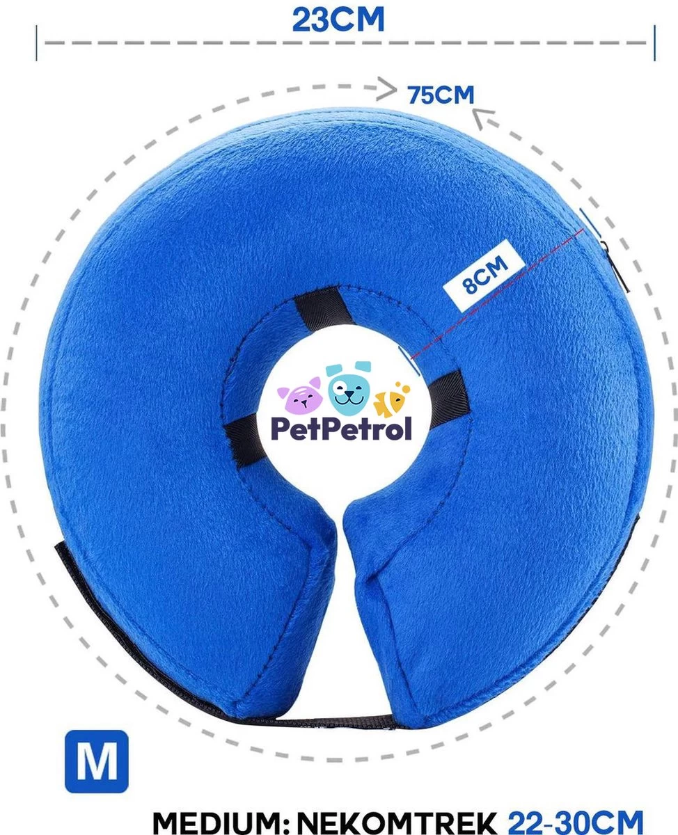 PetPetrol Opblaasbare Hondenkraag - Opblaasbare Kraag Hond - Beschermkraag Opblaasbaar Voor Honden/katten - Blauw - Small - Afbeelding 2