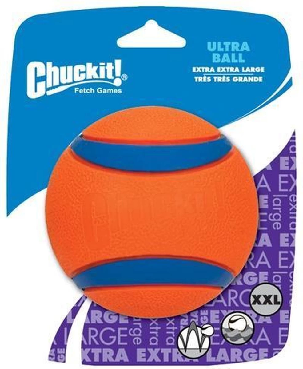 Chuckit! Ultra Ball XL – Honden Speelgoed – Ø 9 Cm – Oranje/Blauw – Apporteerspeelgoed – 1-Pack - Afbeelding 10