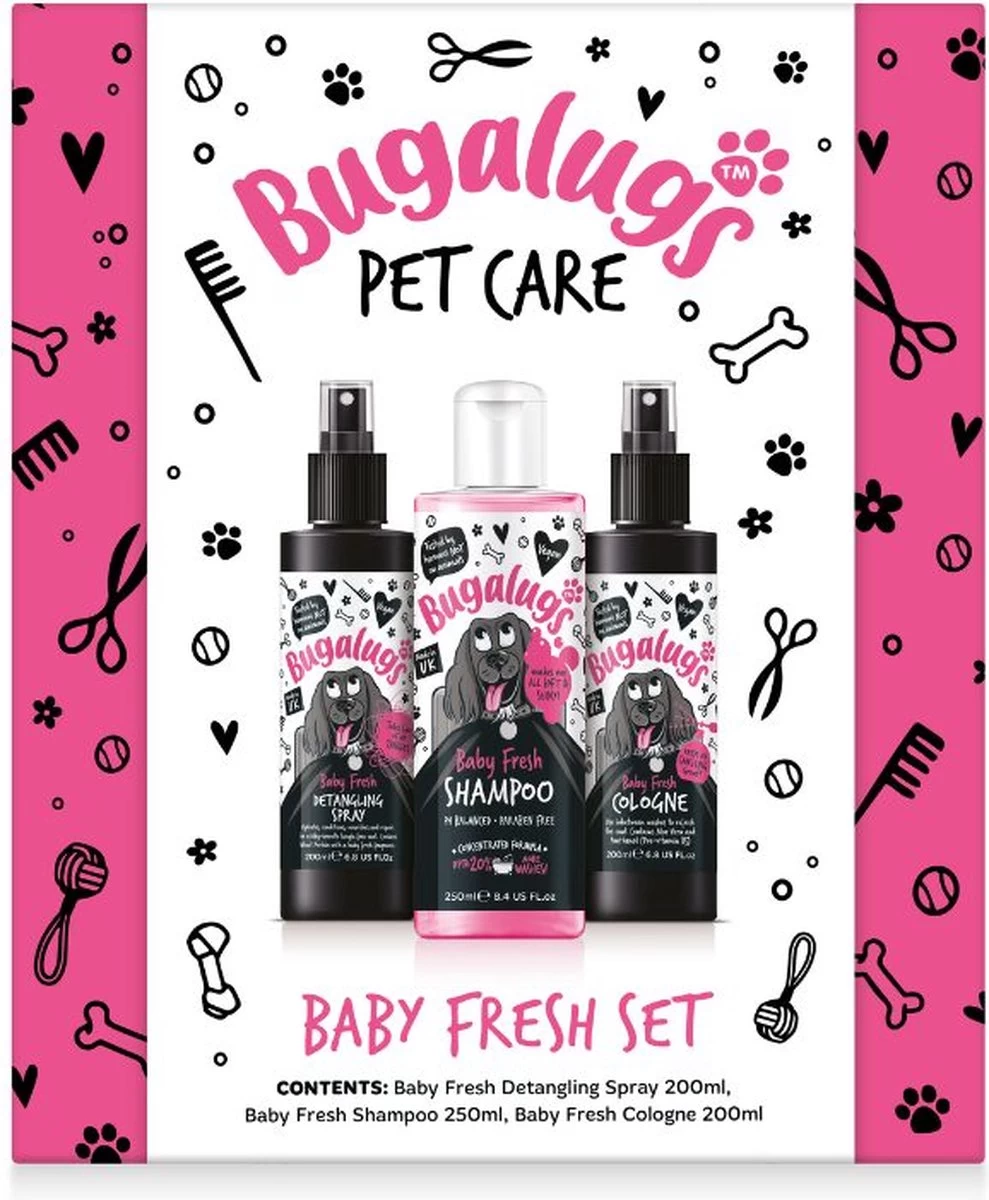 Bugalugs - Vachtverzorging Hond - Baby Fresh Gift Set - Hondenshampoo - Hondenparfum - Anti-klit Spray - 650 Ml - Kerstcadeau - Afbeelding 2