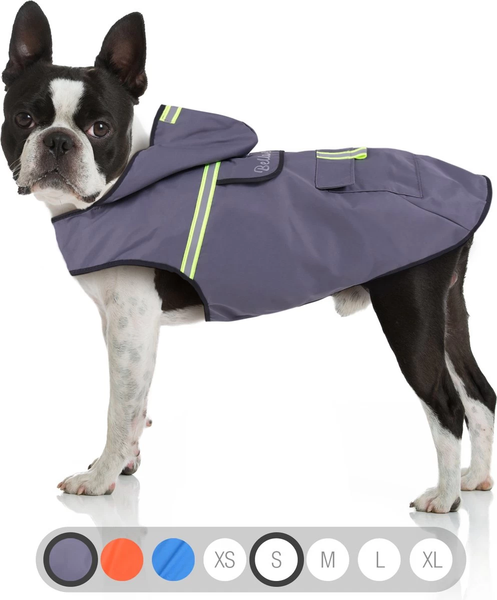Bella & Balu Hondenregenjas - Waterdichte Hondenjas Met Capuchon En Reflectoren Voor Droge, Veilige Wandelingen, De Hondenspeeltuin En Vakanties Met Hond (S | Grijs)